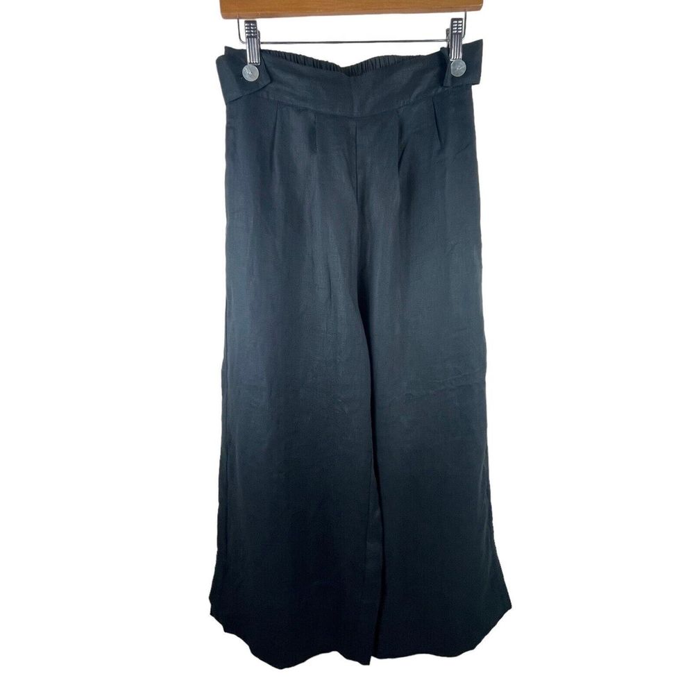 Free The Label Women's Size Medium Monaco Pants Linen Black‎ Lagenlook